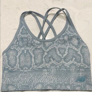 New Balance Blue Racerback Bra with Snakeskin Pattern